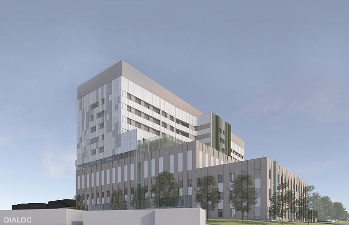 Rendering of hospital building