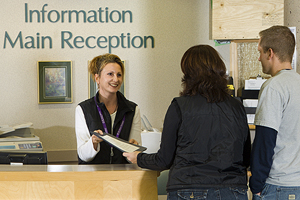 Staff talking to patients