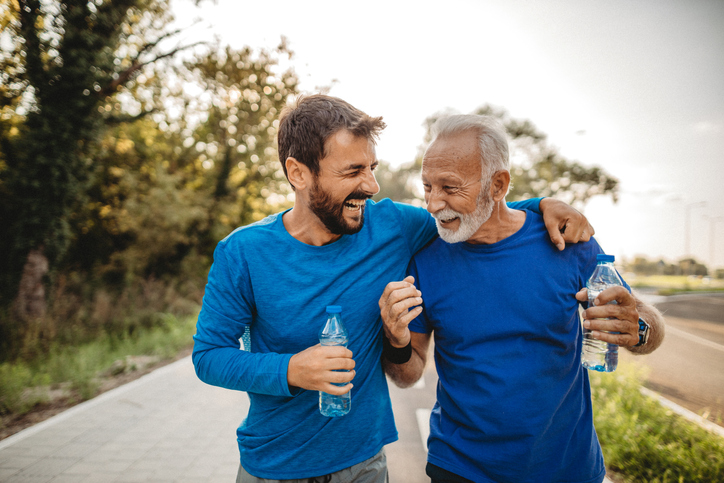 Two men exercising outdoors