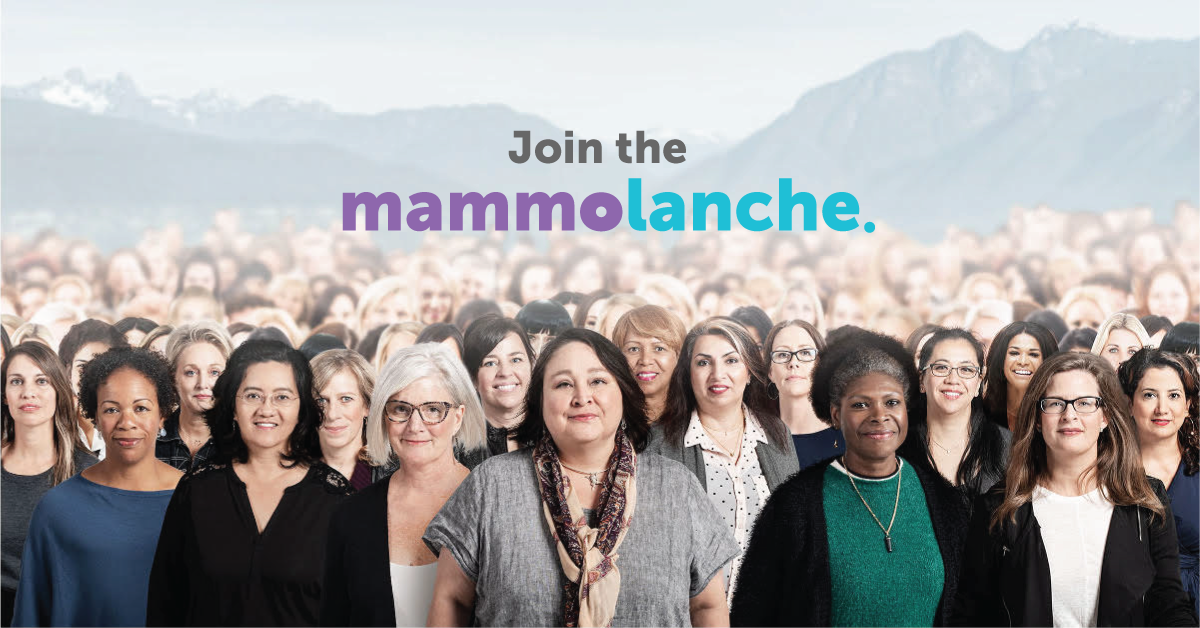 Crowd of women and caption: Join the mammolanche